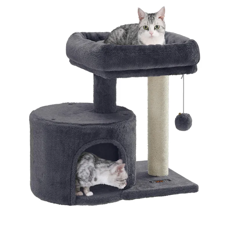 Feandrea Arbre à Chat Petit – Tour Compacte avec Colonne Sisal et Cocon Pelucheux, Gris Fumé (UPCT50G)