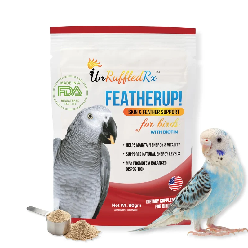UnRuffledRx FeatherUp! Soutien à la mue et croissance des plumes – multivitamines pour oiseaux – 90 g
