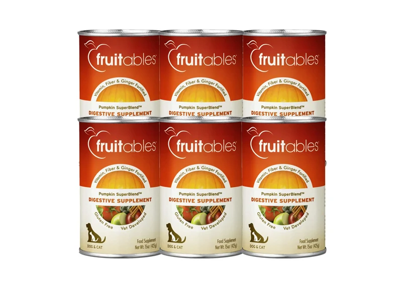 Fruitables Supplément Digestif Citrouille pour Chiens et Chats – Fibre Saine – 15 oz (6 paquets)