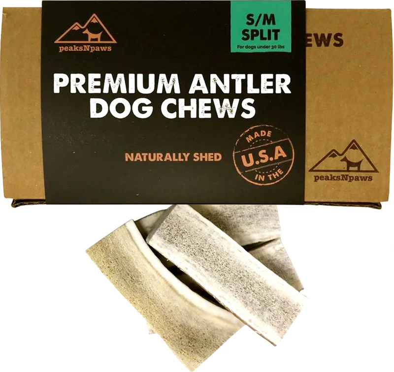 peaksNpaws Os d'elan fendus premium – naturel, sans additifs – Fabriqué aux USA – Taille S/M