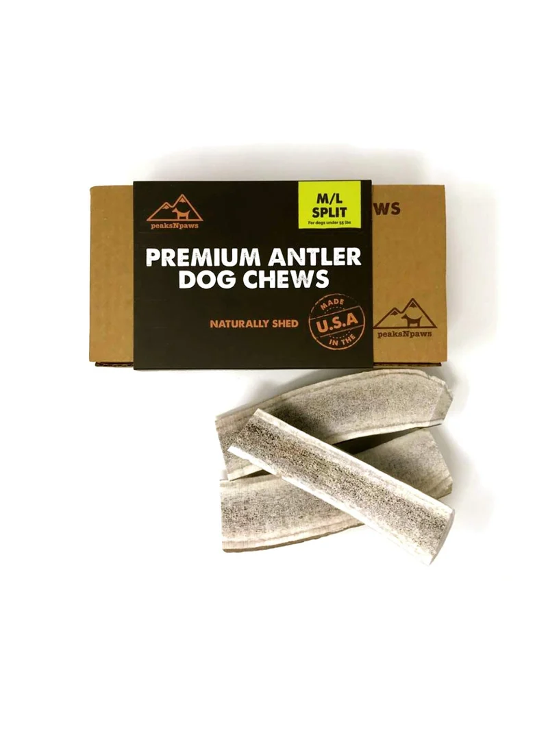 peaksNpaws – Cornes d’élan fendues premium pour chiens, 100% naturelles, sans additifs, fabriquées aux États-Unis