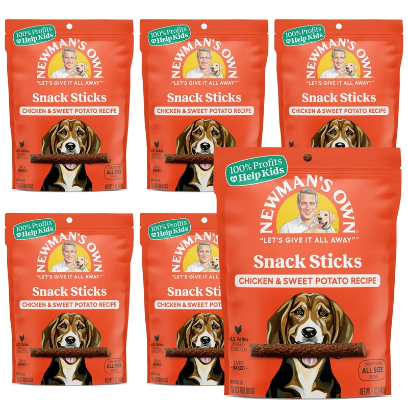 Newman's Own Sticks pour chien — Poulet et patate douce, 5 oz, paquet de 8, texture tendre