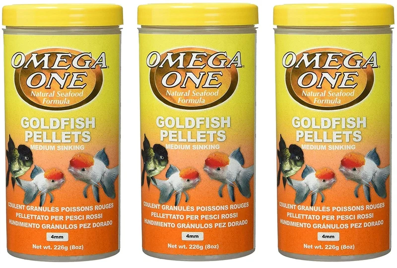 Omega One – Pack de 3 bocaux de croquettes moyennes pour poissons rouges, 8 onces chacun