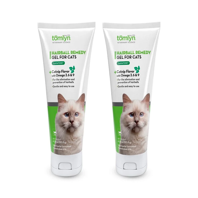 TOMLYN Laxatone Gel Catnip pour Chats et Chatons — Prévention des Boules de Poils et Digestion Saine, Pack 2 x 4,25 oz