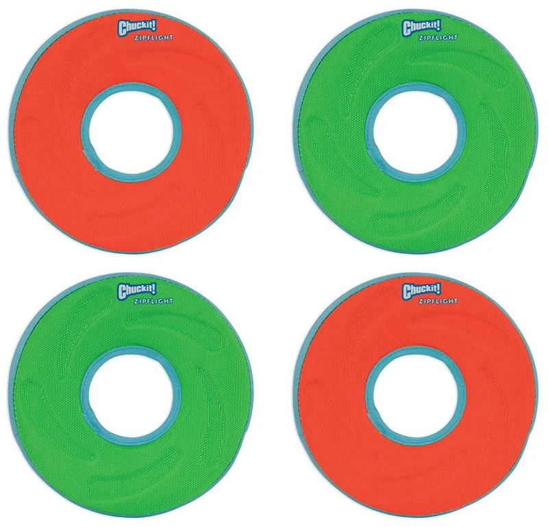 Chuckit! Zipflight Amphibious Flying Ring – Petit, diamètre 6 po, Pack de 4 – Anneaux volants flottants