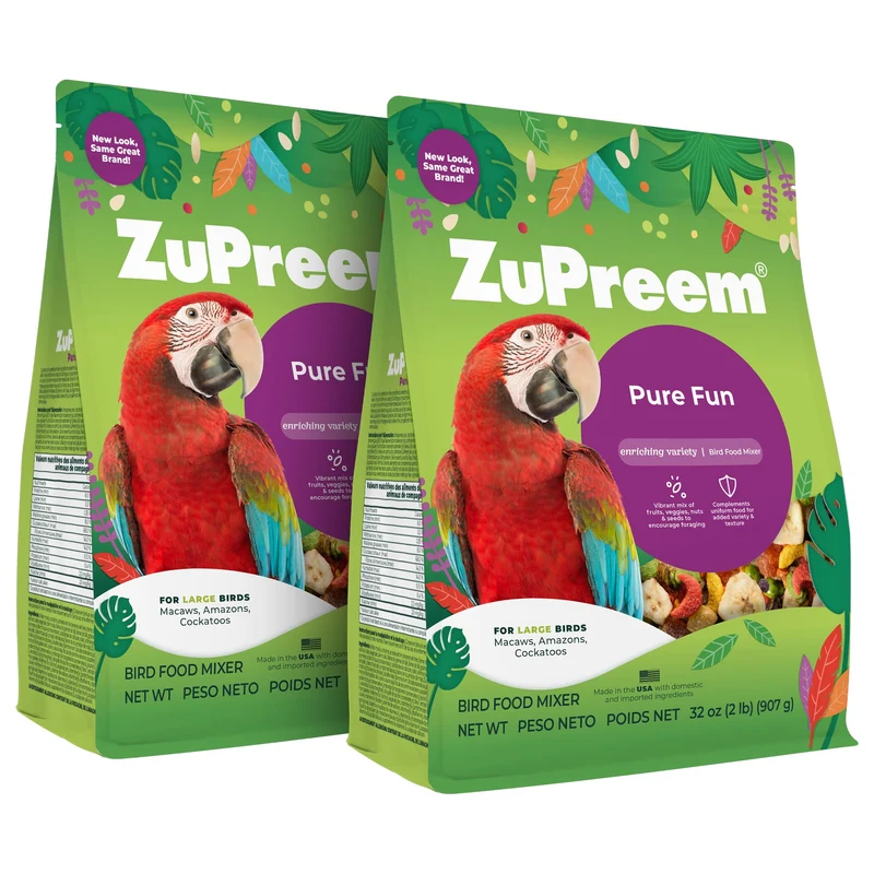 ZuPreem Pure Fun – Nourriture pour Grands Oiseaux, 2 lb (lot de 2) Mélange varié de fruits, pellets FruitBlend, légumes et noix