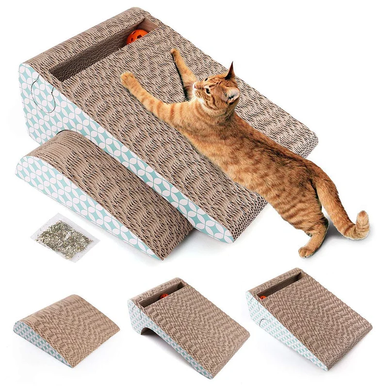PrimePets Grattoir pour Chat en Carton 2-en-1 avec Herbe à Chat