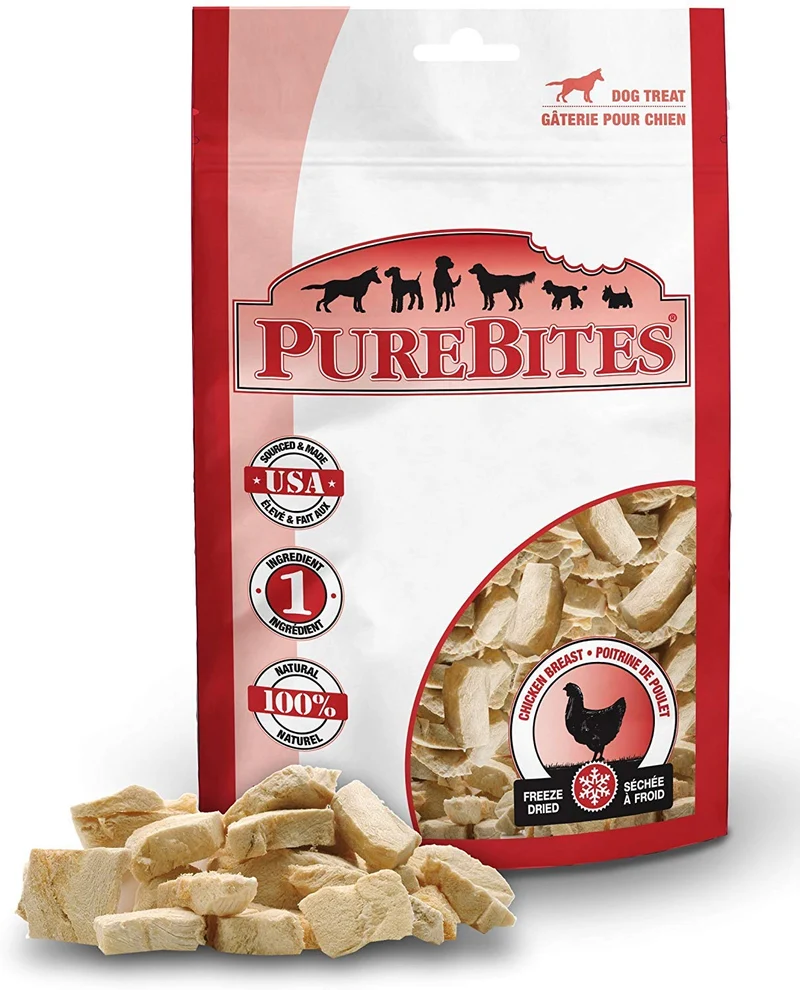 PureBites Poitrine de Poulet Lyophilisée pour Chien — Pack de 3 sachets de 3 oz