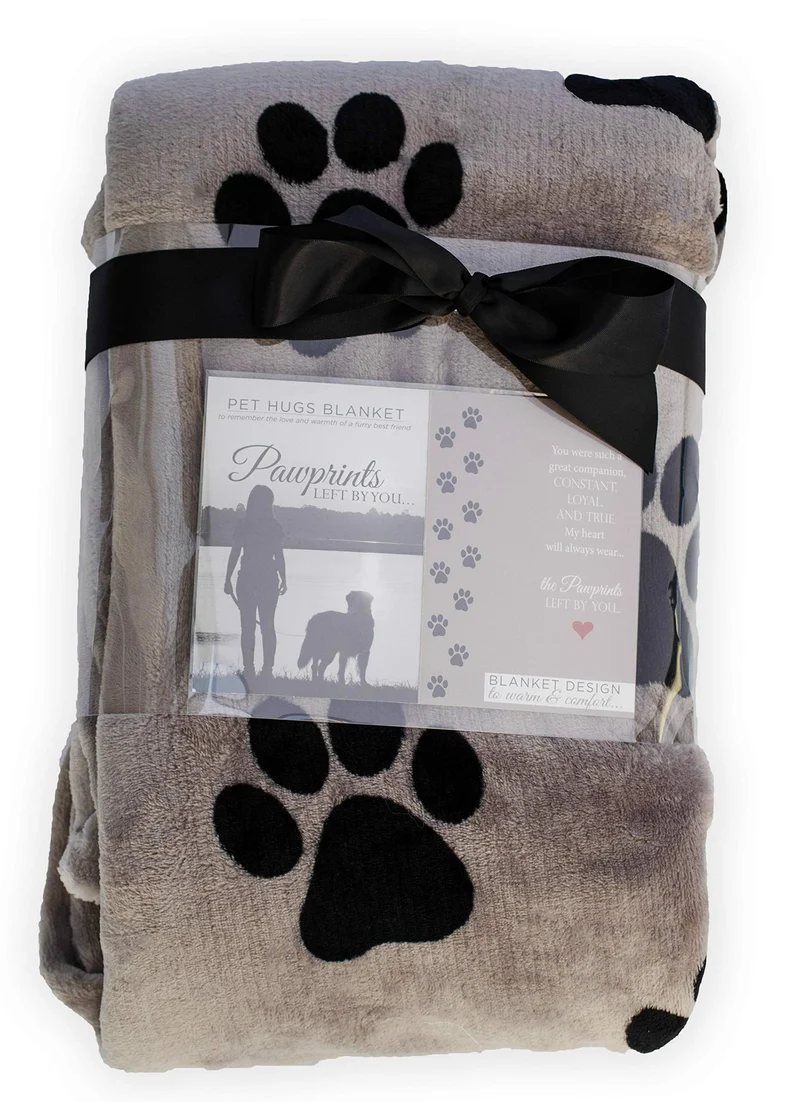 Pawprints Left by You - Couverture mémorielle pour animaux 60 po × 50 po, cœur rouge