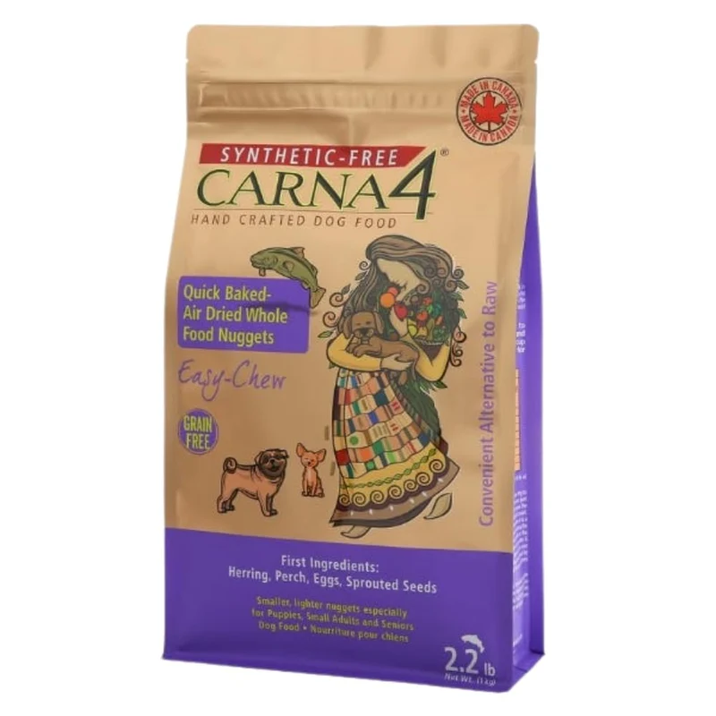 CARNA4 Nourriture pour Chiens Séchée à l’Air — Recette Poisson, Sans Graines, Probiotiques et Enzymes Naturels, Easy-Chew — 2,2 lb