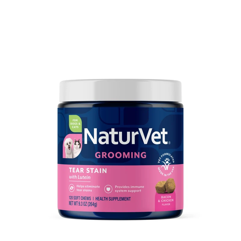 NaturVet Lutein – Suppléments Taches Lacrymales pour Chiens et Chats (120 comprimés) – Racine d’Oregon, Guimauve, Canneberge