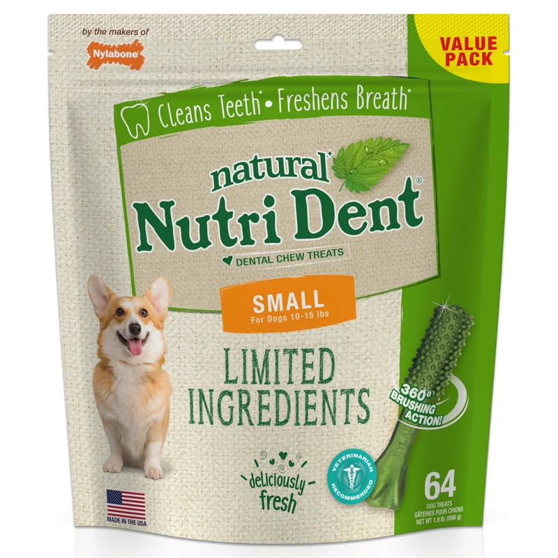 Nylabone Nutri Dent – Friandises Dentaires Naturelles pour Petits Chiens, Haleine Fraîche (64 unités)