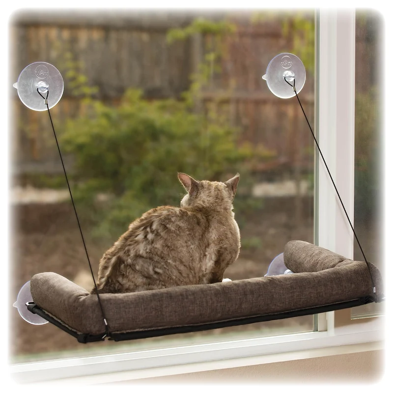 K&H Pet Products EZ Mount Bolster - Perchoir de Fenêtre pour Chat Grand | Hamac Solide et Ventouses Robustes