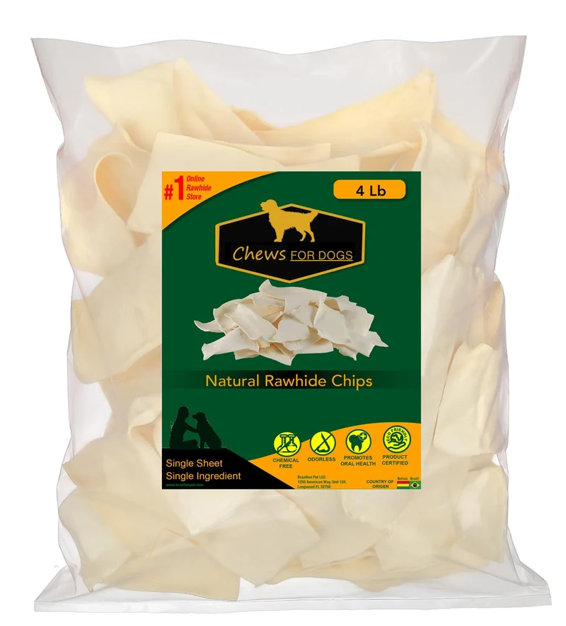 GOLDEN Chews – Chips de Rawhide Premium pour Chiens, Friandises Naturelles (4 livres)