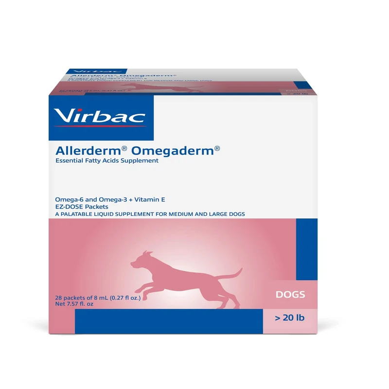 Virbac ALLERDERM OMEGADERM – Supplément Oméga 3/6 et vitamine E pour chiens moyens et grands | 28 doses quotidiennes