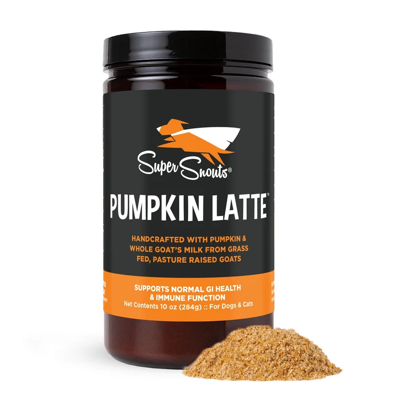 Super Snouts Pumpkin Latte – Supplément Digestif Citrouille et Lait de Chèvre pour Chiens et Chats (10 oz) – Fabriqué aux États-Unis