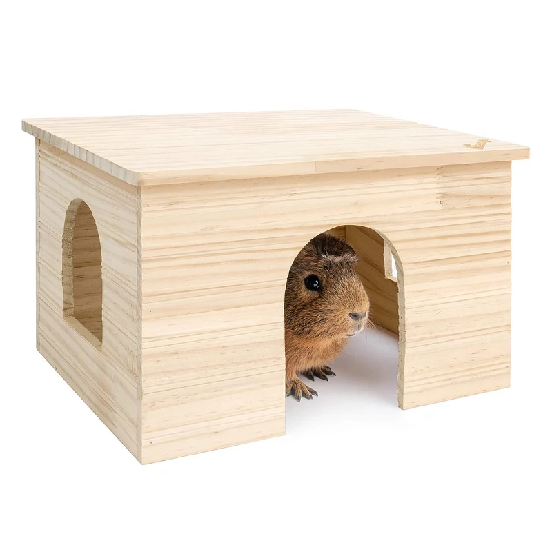 Niteangel Maison bois avec fenêtre – Refug naturel pour chinchillas et cochons d’Inde