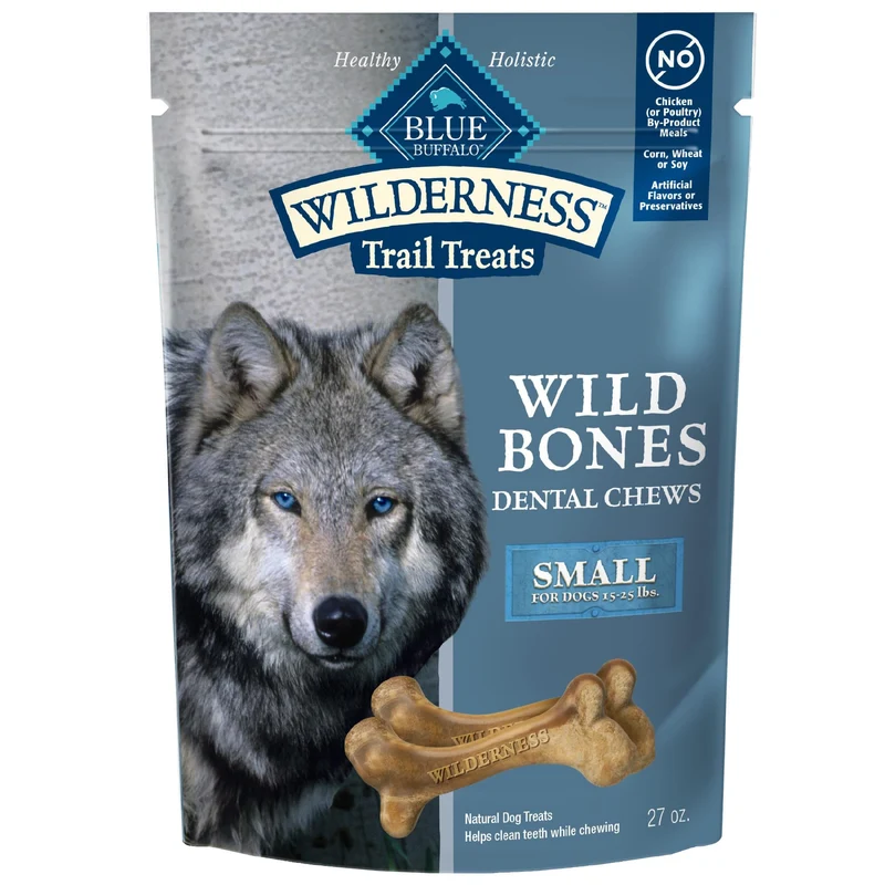 Blue Buffalo Wilderness Os Dentaires Sans Céréales pour Chiens Petits – Sac d’environ 768 g