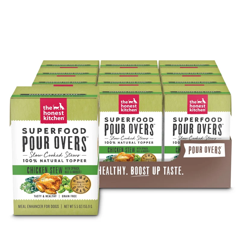 The Honest Kitchen – Garnitures Humides Superfood pour Chiens, 12 × 5,5 oz, Ragoût de Poulet