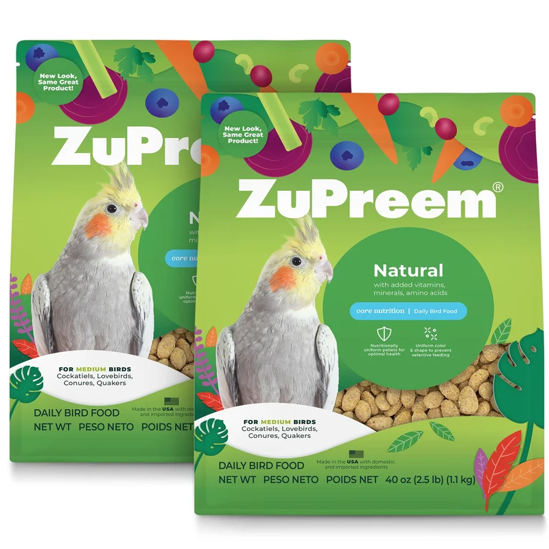 ZuPreem Pellets Naturels pour Oiseaux Moyens – Aliment Quotidien 2 x 2,5 lb, Fabriqué aux États‑Unis pour calopsittes, perroquets moine, inséparables et petites conures