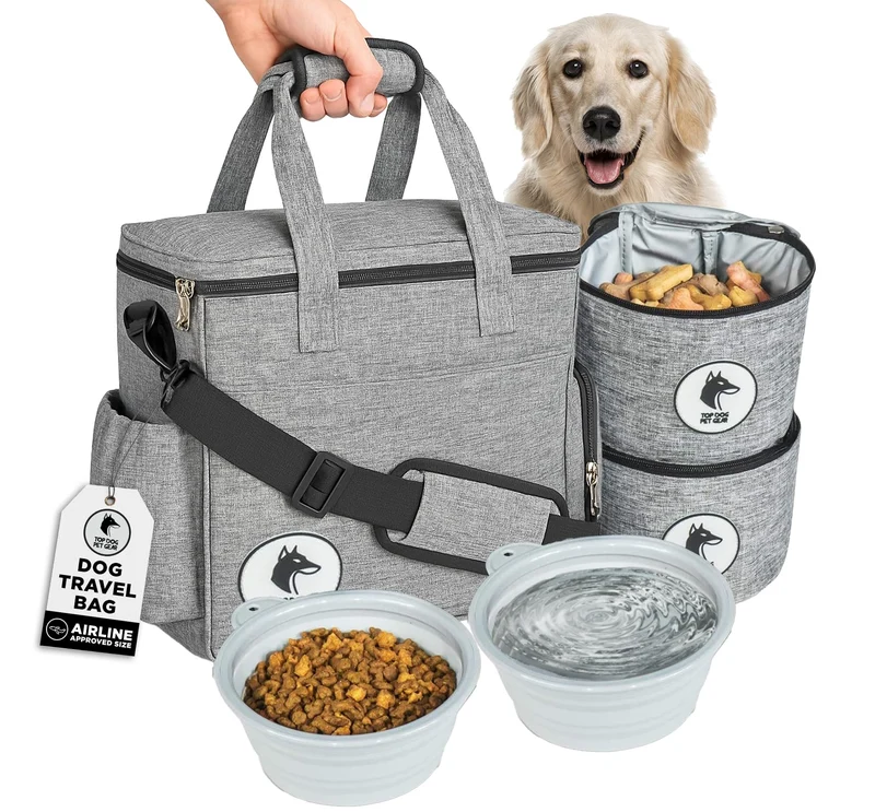 Top Dog Pet Gear : Sac de voyage pour chien — cabine approuvé, bols pliables et contenants