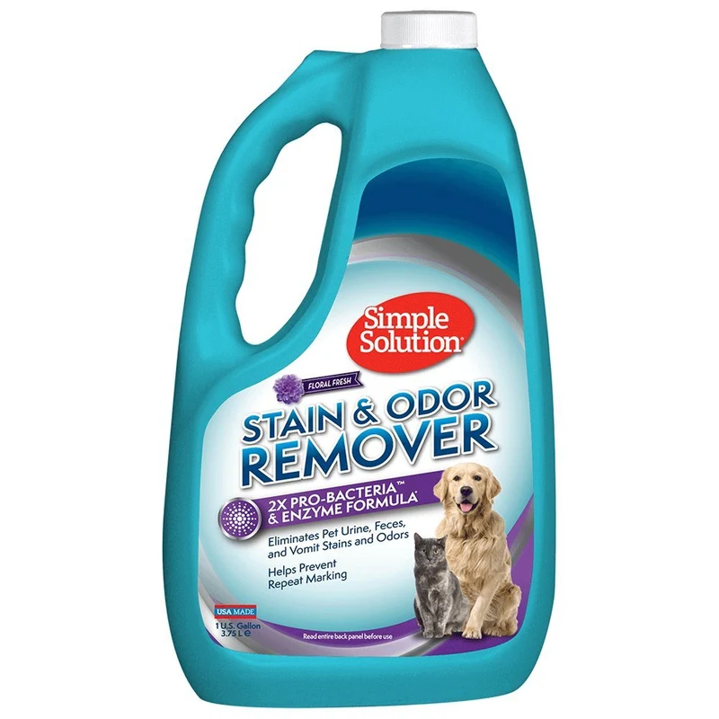 Simple Solution Nettoyant Taches et Odeurs pour Animaux | Pro-bactéries 2x | Floral Frais | 1 galon