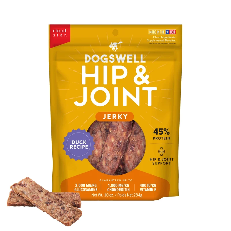 DOGSWELL Friandises Canard pour Hanches et Articulations – Sans Céréales, Glucosamine & Chondroïtine, 10 oz, Fabriqué aux États‑Unis
