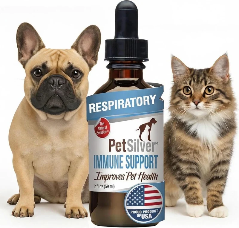 PetSilver Immunité — Soutien respiratoire pour chats et chiens, solution à base d'argent chélaté, 60 ml