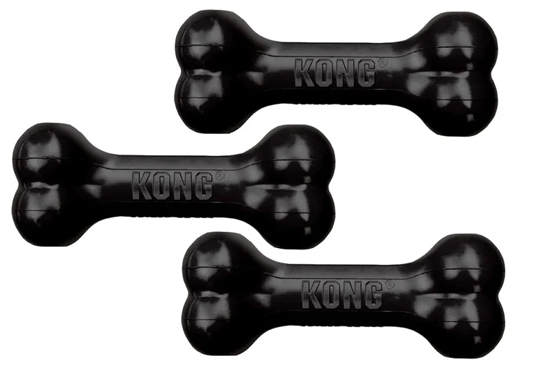 KONG Extrême Os Goodie – Jouet pour chien, taille moyenne, noir – Lot de 3