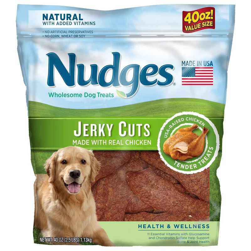 Nudges Friandises Santé et Bien-être – Jerky de Poulet pour Chiens, 40 onces (1,14 kg)