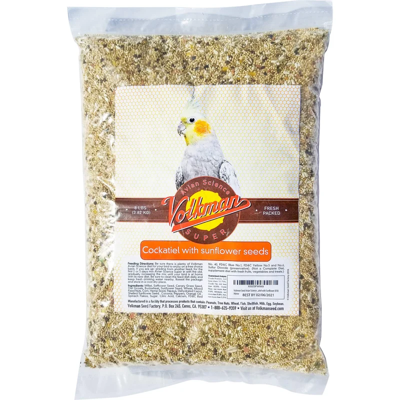Volkman Sciences Aviaires Calopsitte Tournesol – Aliment complet pour calopsittes (8 lb)