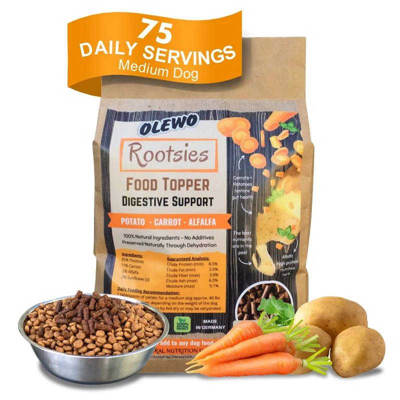 Olewo Rootsies – Garniture alimentaire pour chien, soutien digestif doux au quotidien, fibres et nutriments déshydratés, 1 kg