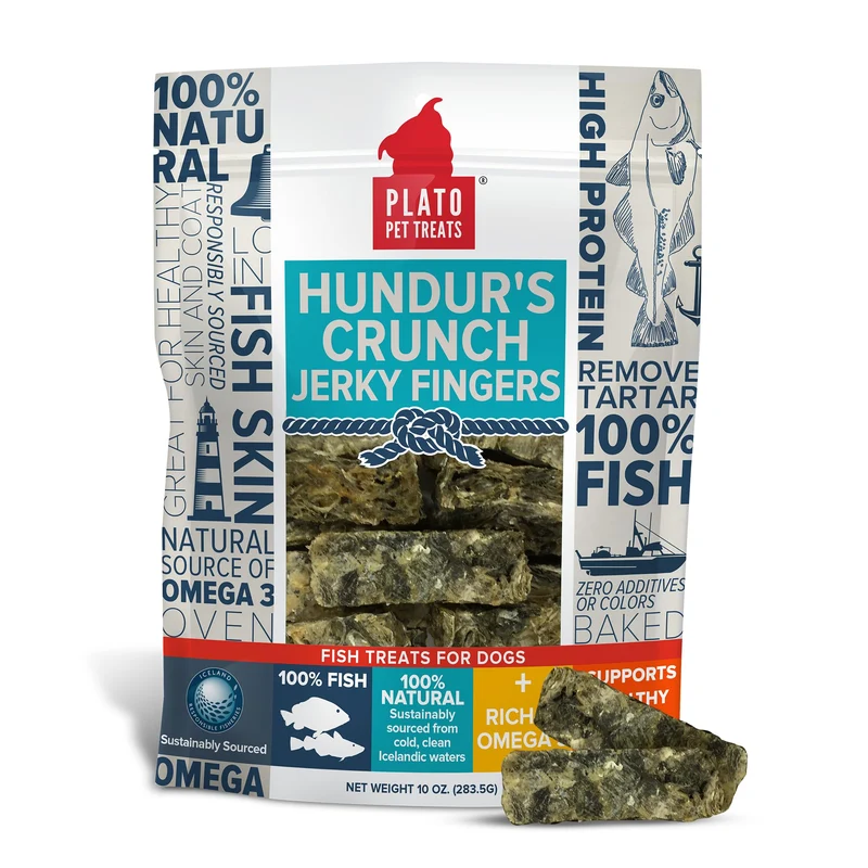 PLATO Doigts Croquants Hundur’s – Friandises Naturelles de Morue, 10 oz