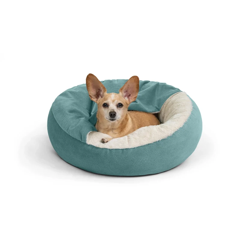 Best Friends by Sheri Cozy Cuddler Ilan – Lit pour chat et petit chien avec couverture intégrée, Tide Pool Blue, 60 cm