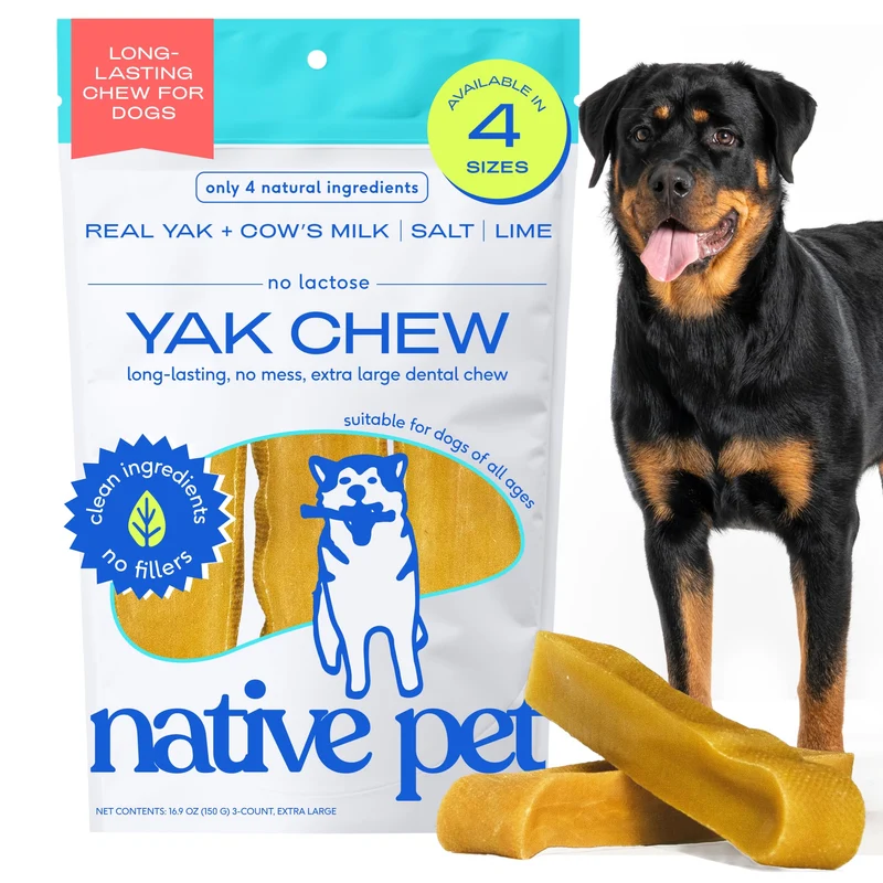 Native Pet Yak Cheese Himalayen XL – Os dentaires longue durée pour chiens très grands – 3 pièces