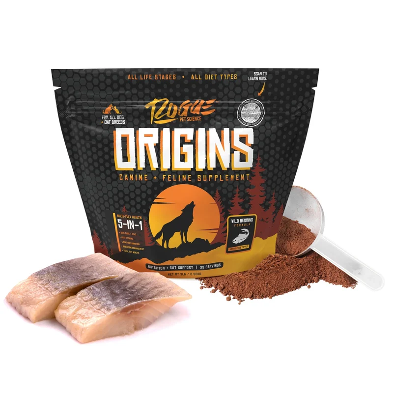 Origins 5-en-1 pour chien – Rogue Pet Science | Poudre-topper alimentaire, oméga-3 naturel, 2 lb