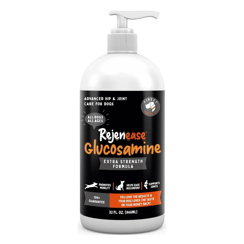 Finest For Pets – Glucosamine liquide pour chiens avec chondroïtine, MSM et acide hyaluronique (32 oz) | Mobilité et confort des articulations