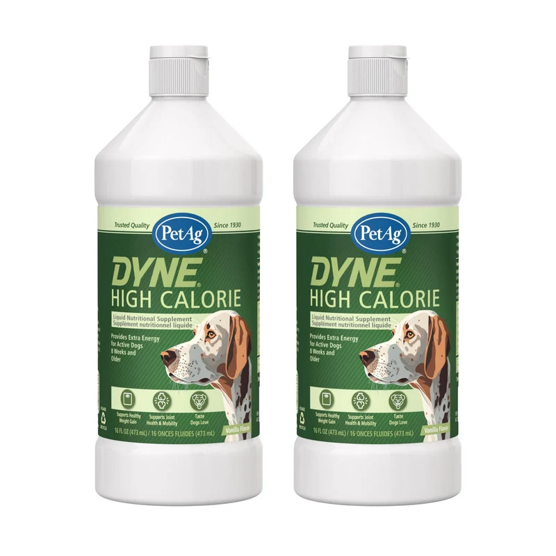 PetAg Dyne – Supplément Liquide Haute Calories pour Chiens et Chiots | 2×16 oz | Endurance et Performance | Saveur Vanille