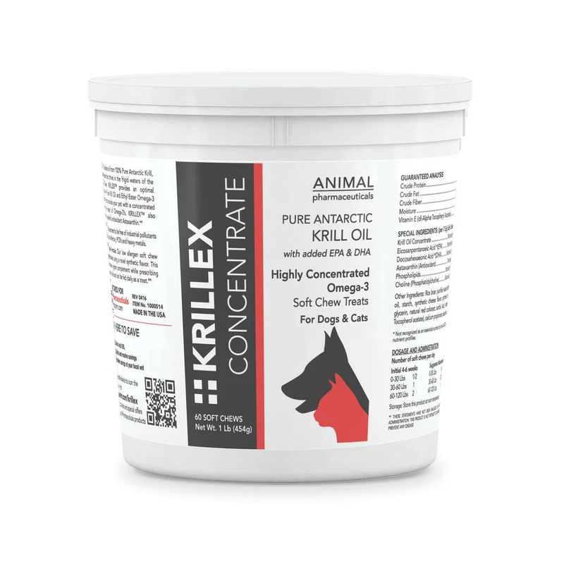 Animal Pharmaceuticals Krillex Concentrate – Supplément en bouchées molles, 60 unités