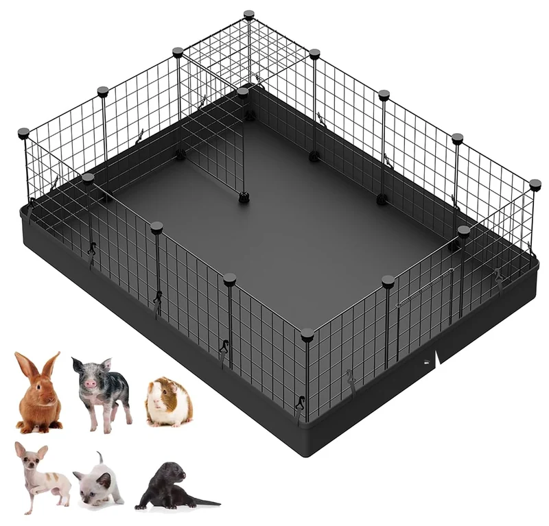 LANGXUN Enclos de Jeu pour Petits Animaux – 16 Pièces avec Tapis Étanche, 13x13 pouces
