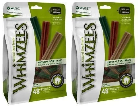 Whimzees – Lot de 2 paquets de friandises dentaires Stix XS sans céréales, 56 pièces par paquet