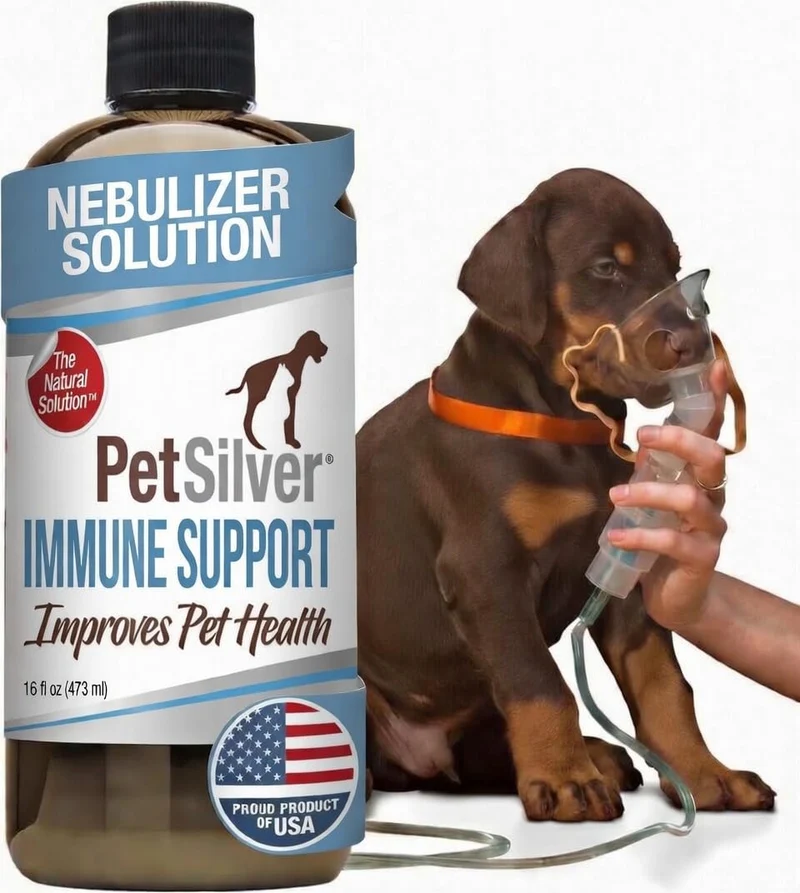 PetSilver Immunité et Santé Respiratoire – Nébuliseur Naturel pour Chiens et Chats, Argent Chélaté, Fabriqué aux États‑Unis, 16 oz