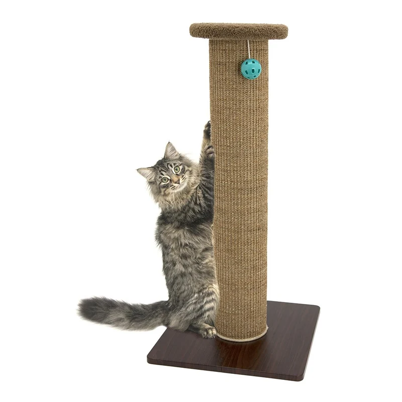 Kitty City Poteau Sisal 32 Pouces – Griffage Durable, Base Solide et Jouet Cloche Suspendu