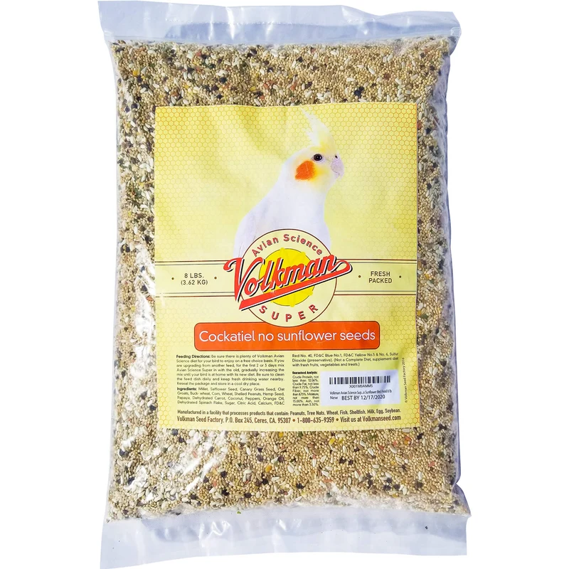Volkman Avian Science Super – Nourriture quotidienne sans tournesol pour calopsittes et petits perroquets (8 lb)