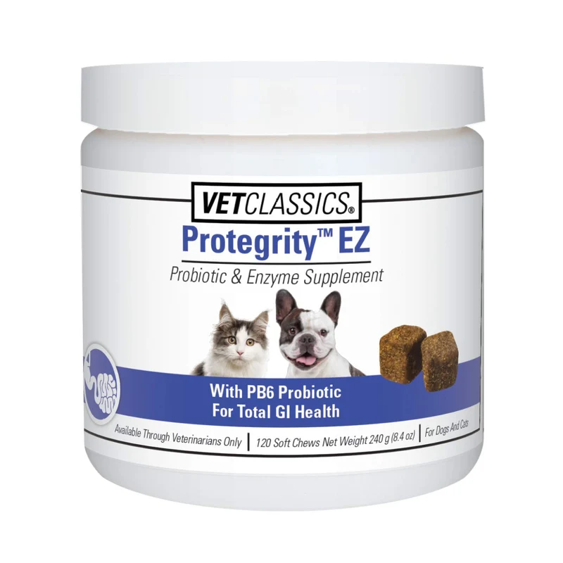 Vet Classics Protegrity EZ Probiotiques – Soutien digestif pour chiens et chats (120 bouchées molles)