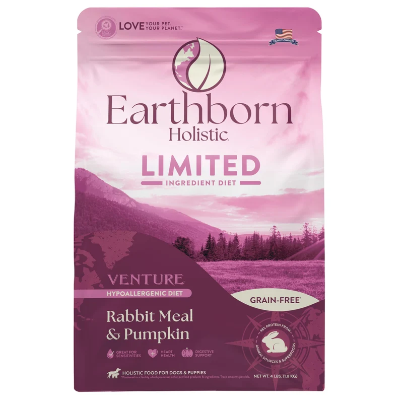 Earthborn Holistic Venture Lapin – Croquettes Sans Céréales et Sans Gluten, 1,8 kg (4 lb)