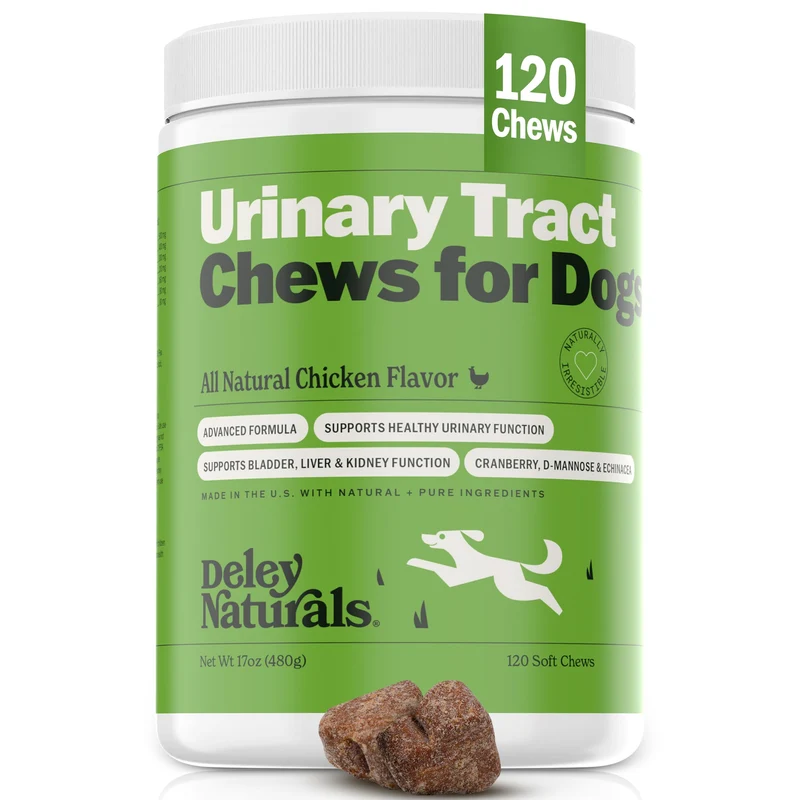 Deley Naturals Bouchées pour Chiens – Supplément vétérinaire à la canneberge, D-Mannose et échinacée pour vessie et voies urinaires – 120 bouchées