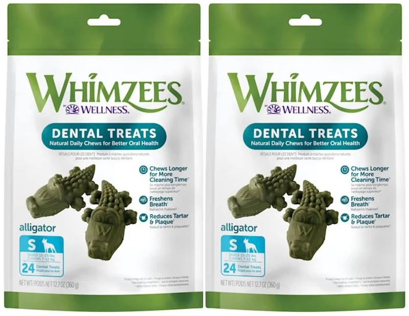 Whimzees – Lot de 2 Friandises Dentaires Naturelles Sans Céréales – Alligator pour Chiens