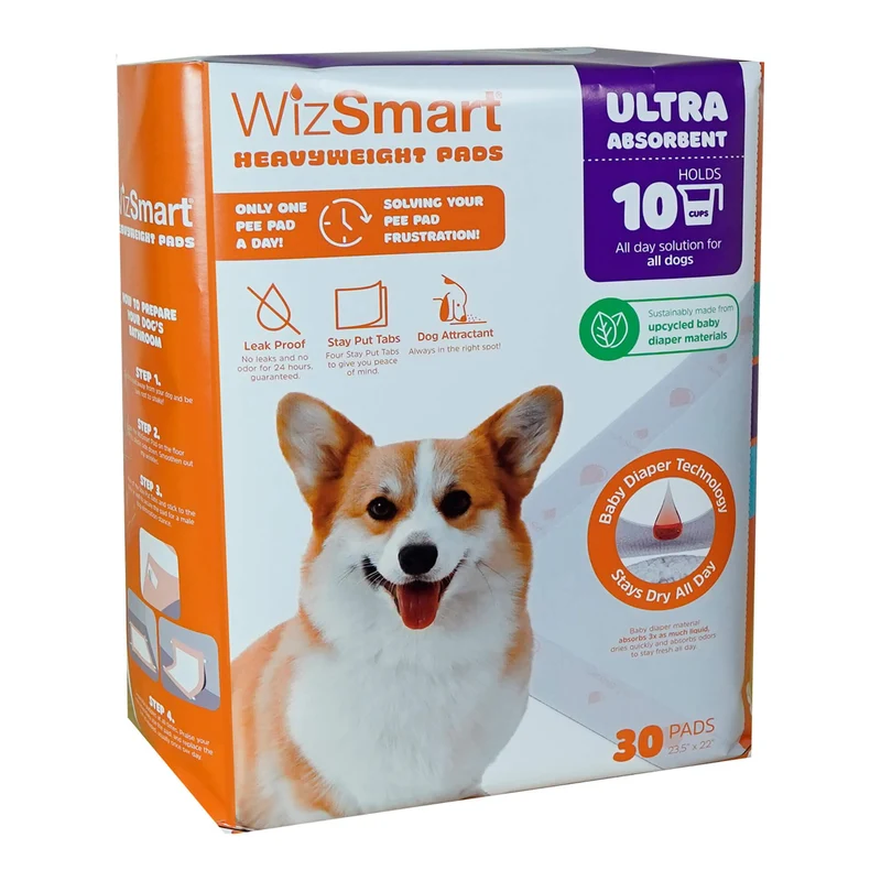WizSmart Tapis-pipi Ultra-absorbants pour Grands Chiens – 23,5 x 22 po, Capacité 10 tasses