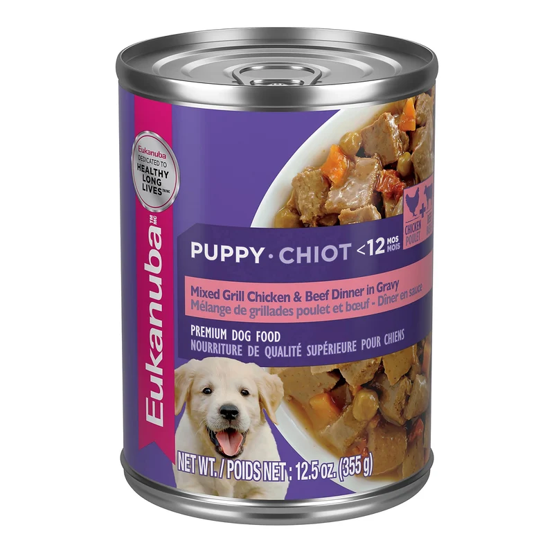 Eukanuba Chiot – Pâtée humide Mix Grill Poulet et Boeuf en Sauce, 12,5 oz (Pack de 12)